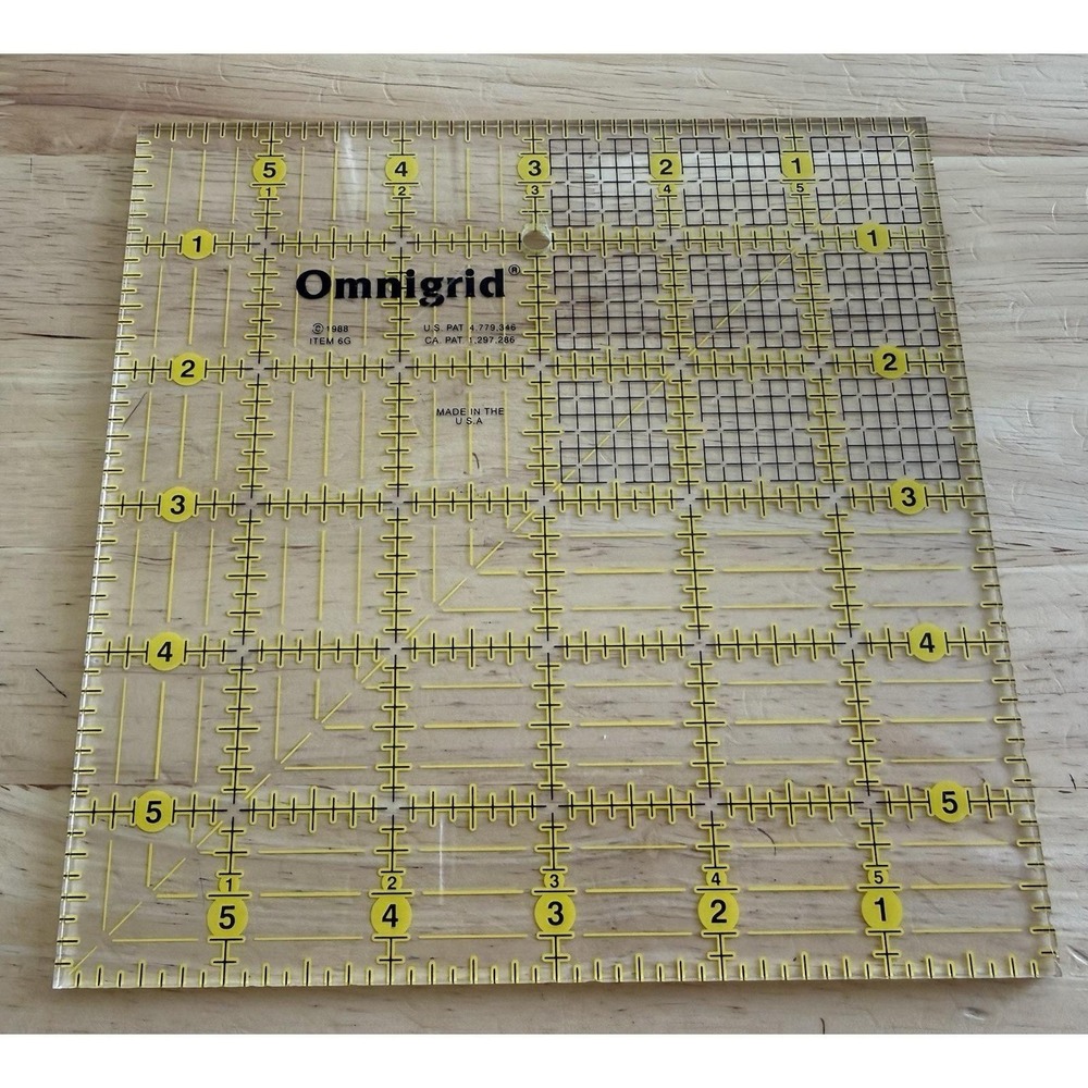 Omnigrid 6"x6" Quilting Ruler Acrylic Template Tool Vintage 1988